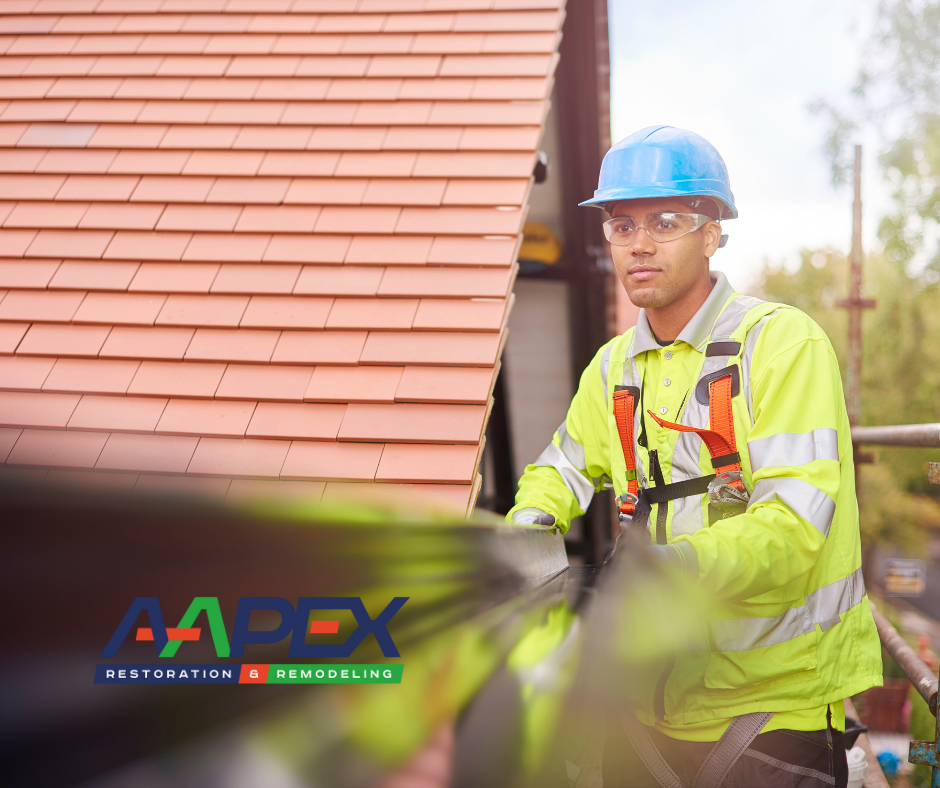 man installing gutter guard.