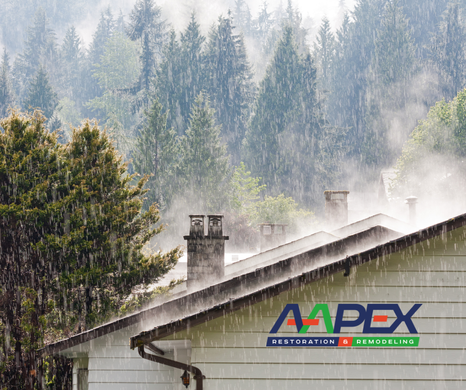 Heavy rain hitting the roof.