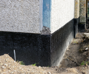 An epoxy coating on a foundation.