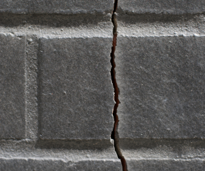 A vertical foundation crack.